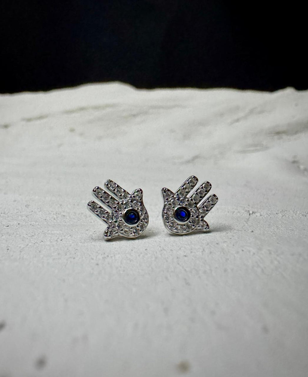 Evil Eye Hamsa Hand Stud Earrings