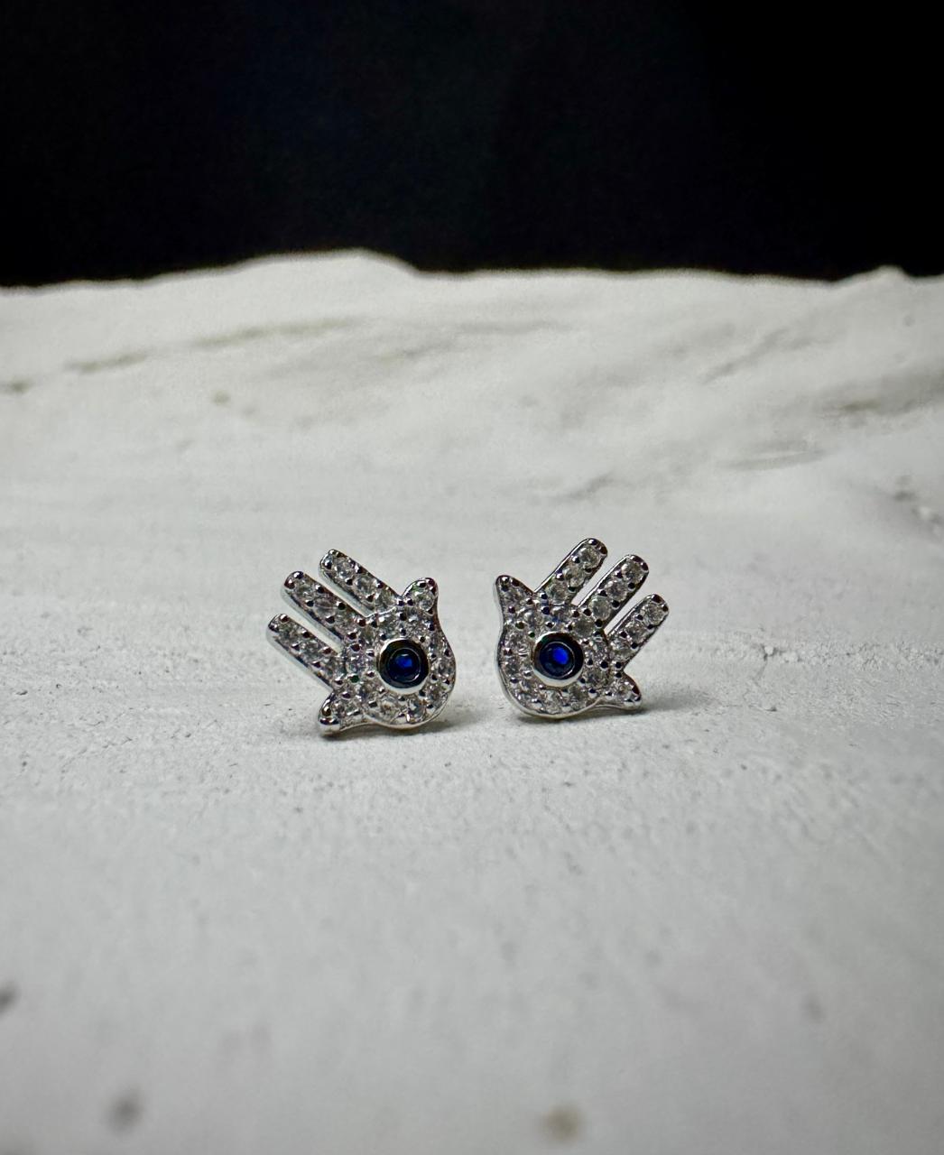 Evil Eye Hamsa Hand Stud Earrings
