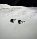 Midnight Onyx Square Silver Stud Earrings