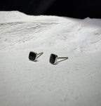 Midnight Onyx Square Silver Stud Earrings