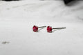Ruby Heart Solitaire Stud Earrings