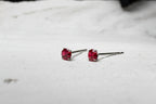 Ruby Heart Solitaire Stud Earrings