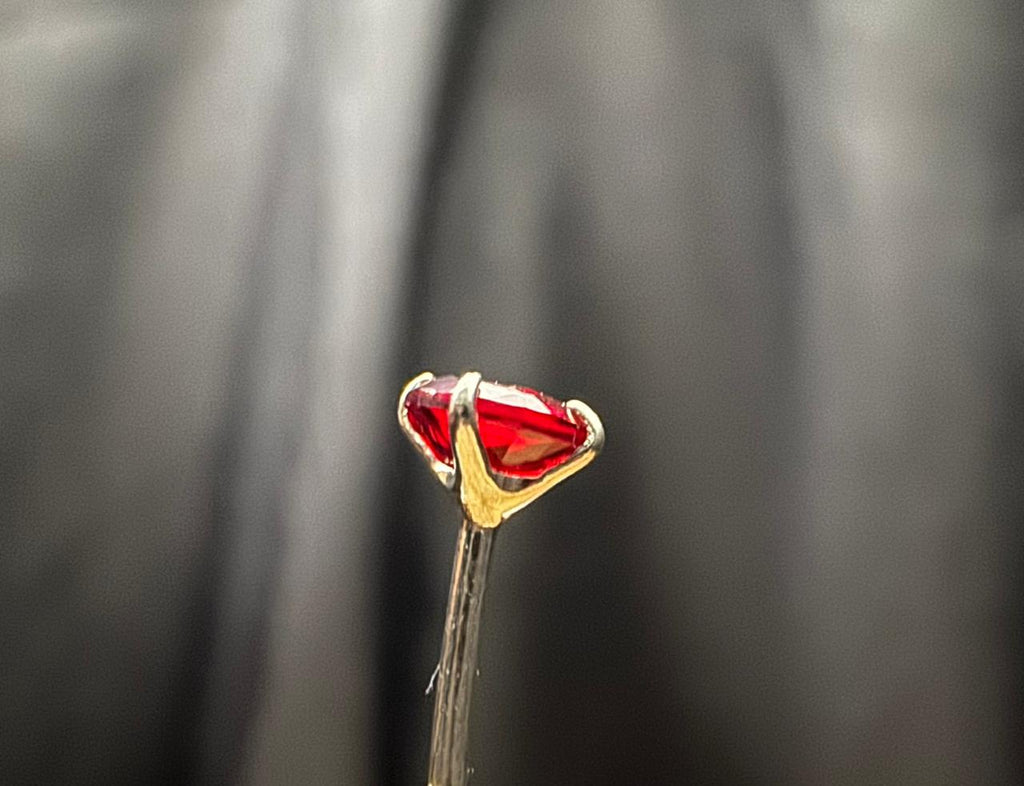 Ruby Heart Solitaire Stud Earrings